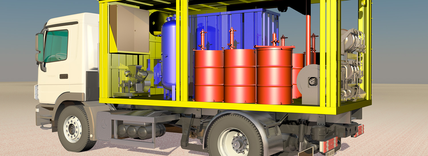 Impianto di lubrificazione su camion con cisterna carburante
